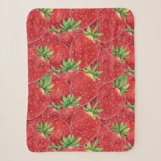 Couverture Sherpa Motif sans couture de fraises fraîches à l'aquarel