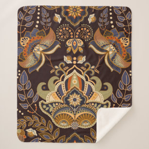 Couverture Sherpa Motif sans couture de Paisley. Arrière-plan sombre
