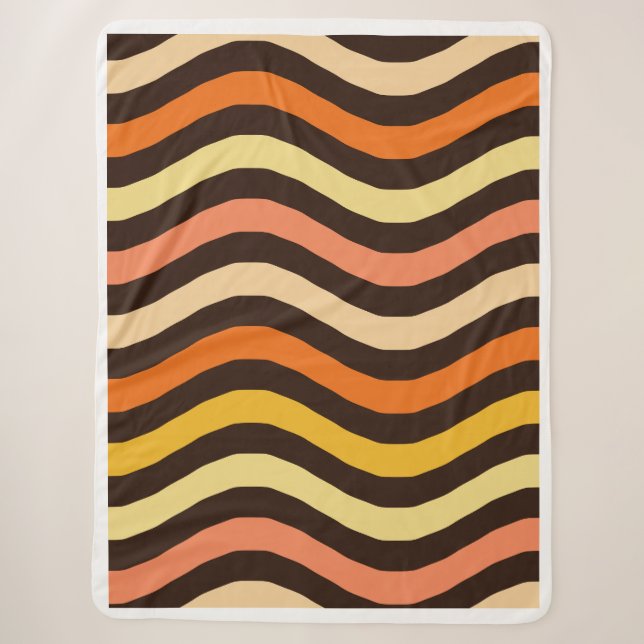 Couverture Sherpa Motif sans couture de vagues rétro funky (Devant)