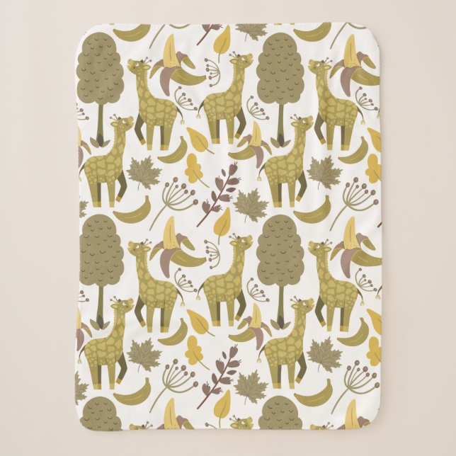 Couverture Sherpa Motif sans couture Giraffe jaune blanc arrière - p (Devant)