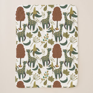 Couverture Sherpa Motif sans couture Giraffe   motif floral coloré