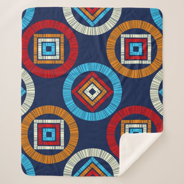 Couverture Sherpa motif sans couture pois. Mosaïque de figu ethnique (Devant)