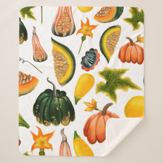 Couverture Sherpa Motif sans faille de citrouilles et de feuilles su