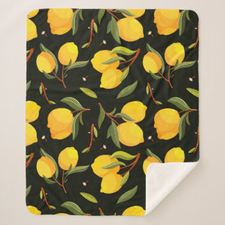 Couverture Sherpa Motif sans soudure au citron. Illustration de citr