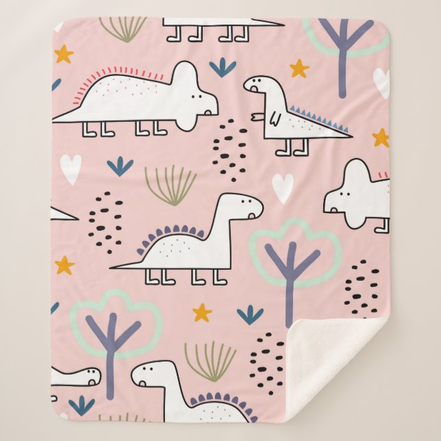 Couverture Sherpa Motif sans soudure Dinosaur, illustration vintage  (Devant)