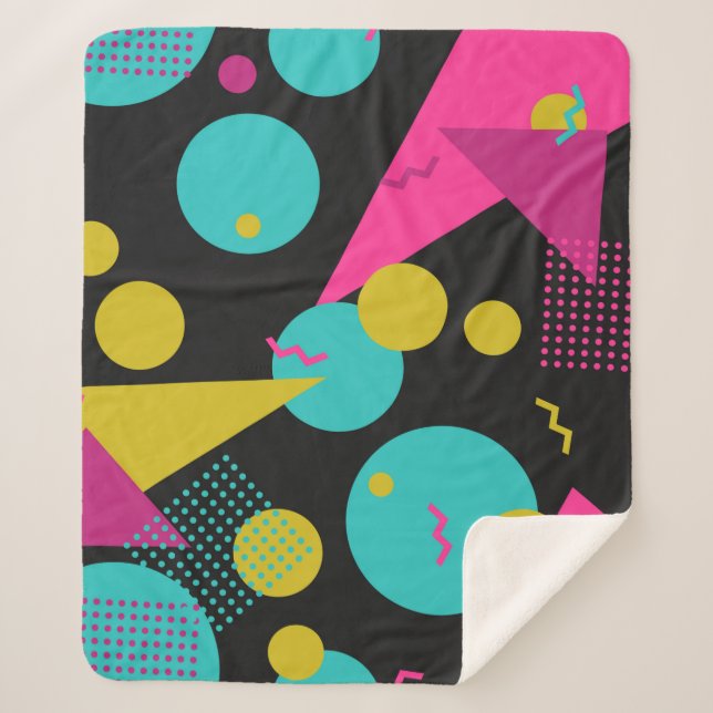 Couverture Sherpa motif sans soudure géométrique des années 80 avec  (Devant)