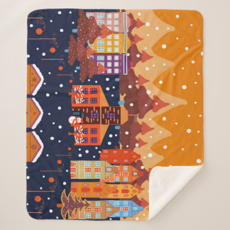 Couverture Sherpa Motif scandinave des arbres de la maison enfant