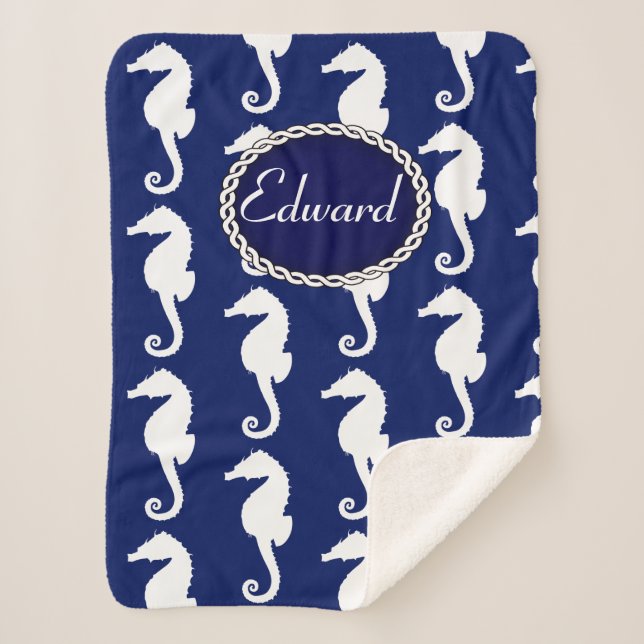 Couverture Sherpa Motif Seahorse (Devant)