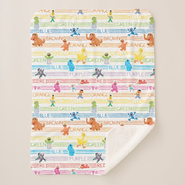 Couverture Sherpa Motif Sesame Pals couleur arc-en-ciel (Devant)