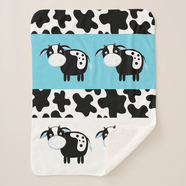 Couverture Sherpa Motif Sherpa Blanket Vache Laitière Bleue (Devant)