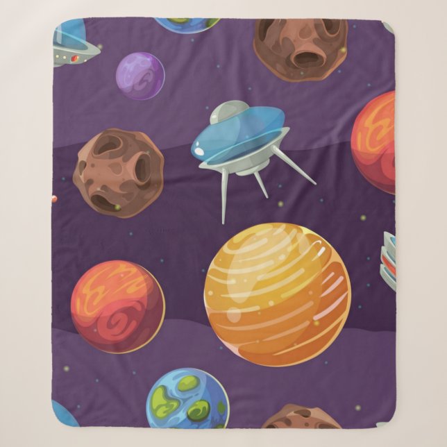 Couverture Sherpa Motif spatial (Devant)