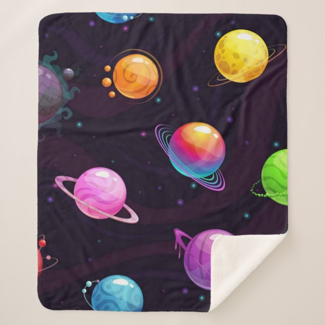 Couverture Sherpa Motif spatial (Devant)