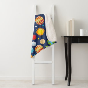 Couverture Sherpa Motif spatial, Planètes, Étoiles, Cosmos, Galaxie
