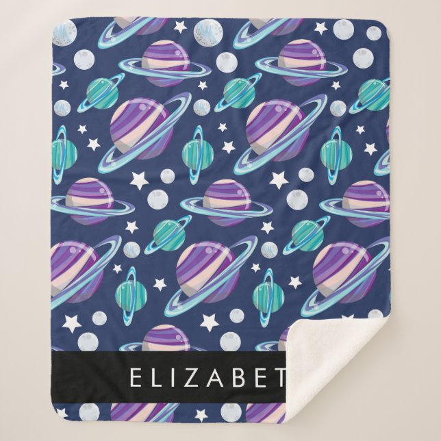 Couverture Sherpa Motif spatial, Planètes, Étoiles, Galaxie, Votre n (Devant)