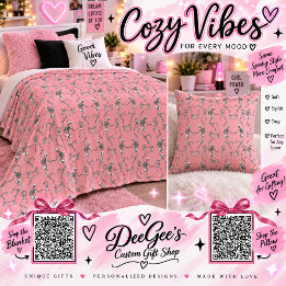 Couverture Sherpa Motif squelette rose pastel goth mignon Halloween