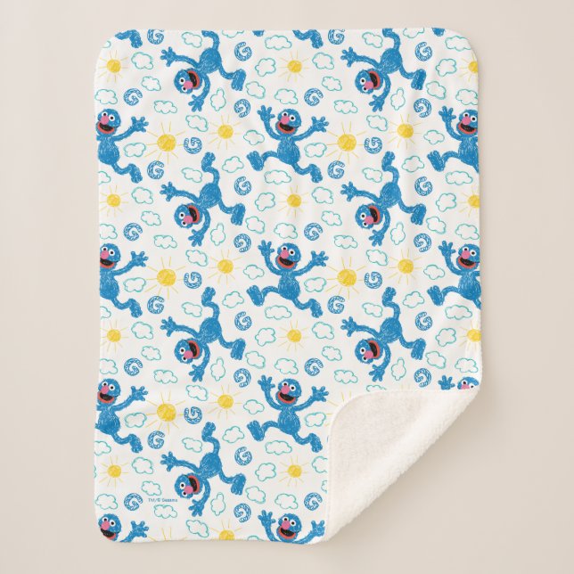 Couverture Sherpa Motif Sunshine Crayon Grover (Devant)