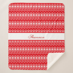 Couverture Sherpa Motif Sweat Rouge Et Blanc Personnalisé