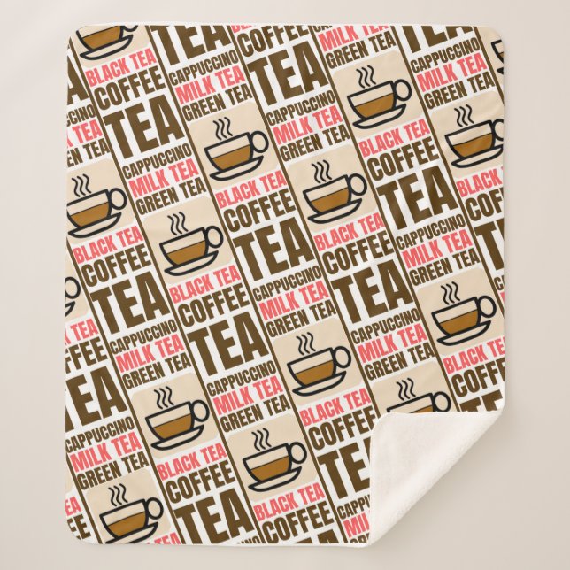 Couverture Sherpa MOTIF THÉ CAFÉ, Sherpa Blanket (Devant)