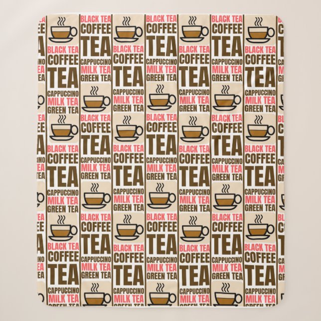 Couverture Sherpa MOTIF THÉ CAFÉ, Sherpa Blanket (Devant)