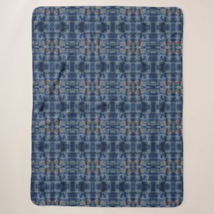 Couverture Sherpa Motif Tie Dye Ciel Bleu Foncé