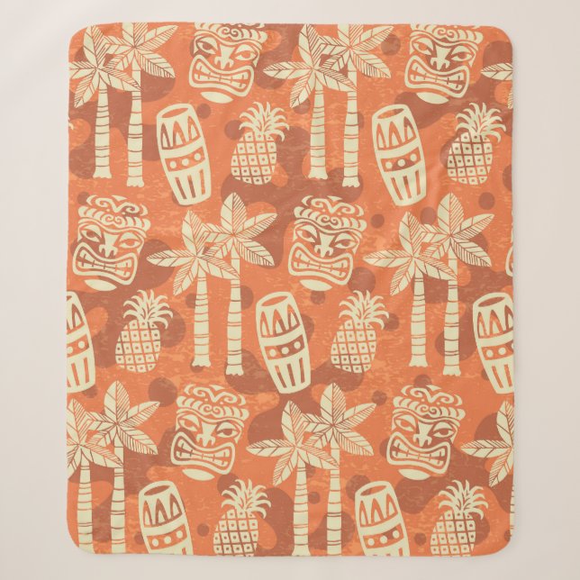 Couverture Sherpa Motif Tiki Rétro Moderne du Milieu du Siècle (Devant)