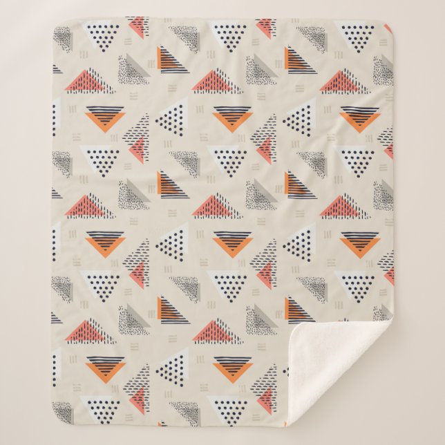 Couverture Sherpa Motif tiré par la main de triangle géométrique (Devant)