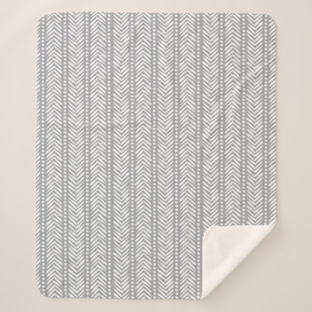 Couverture Sherpa Motif tiré par la main gris de Chevron (Devant)