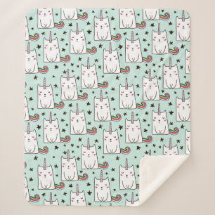 Couverture Sherpa Motif tiré par la main mignon de chat de licorne