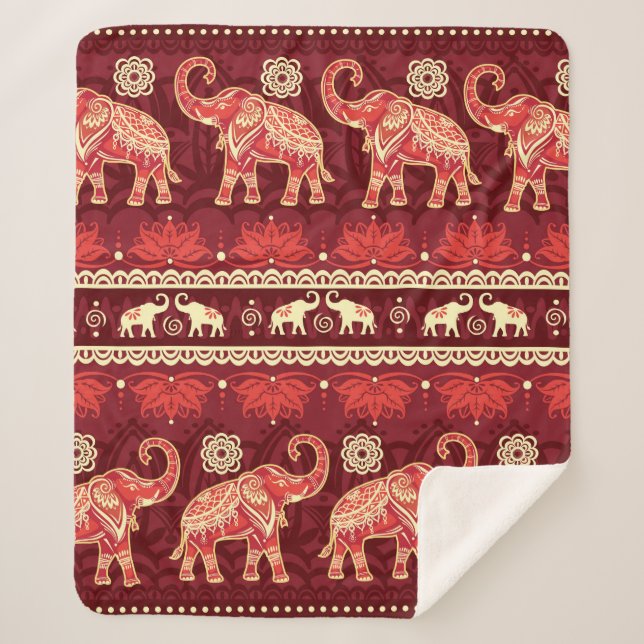 Couverture Sherpa Motif transparent avec éléphants  (Devant)