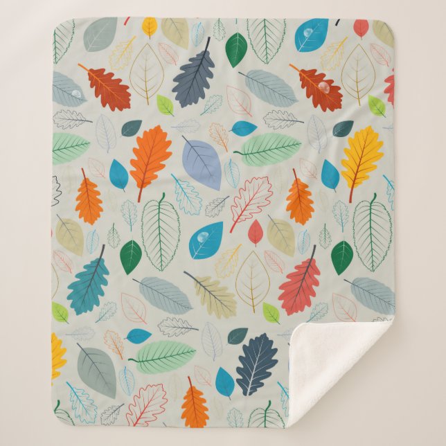 Couverture Sherpa Motif transparent - Feuilles d'automne vintages Il (Devant)