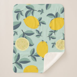 Couverture Sherpa Motif transparent tropical avec citrons jaunes