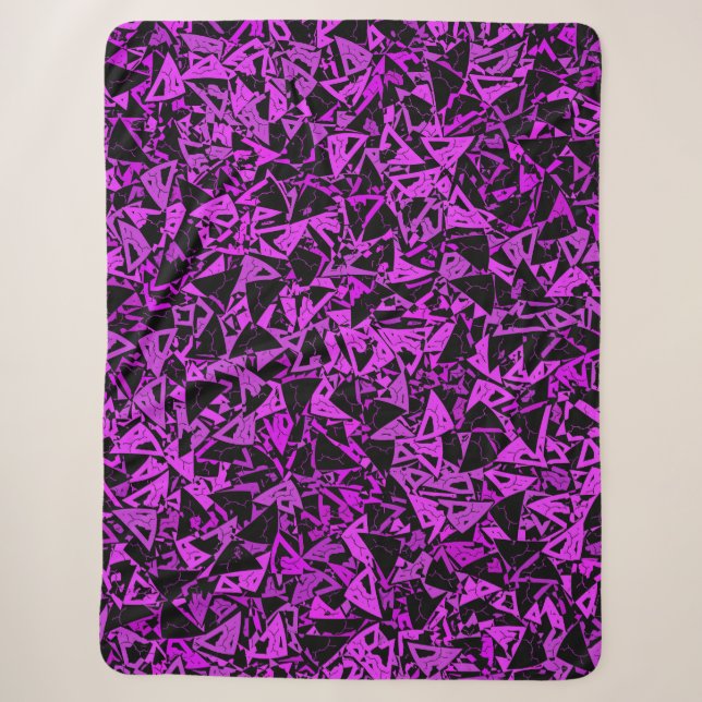 Couverture Sherpa Motif Triangle Noir Violet (Devant)