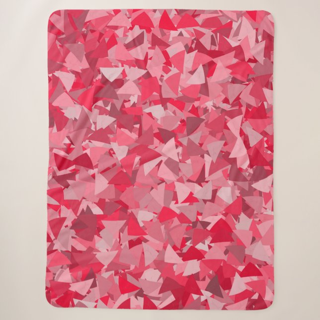 Couverture Sherpa Motif Triangle Rose Rouge (Devant)