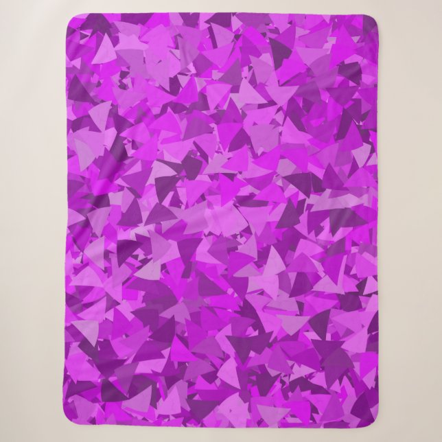 Couverture Sherpa Motif Triangle Rose Violet (Devant)