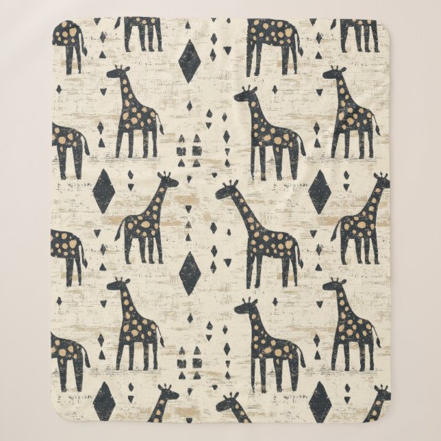 Couverture Sherpa Motif tribal girafe Boho (Devant)