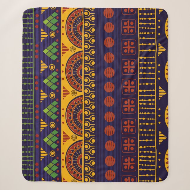 Couverture Sherpa Motif tribal, polyvalent pour diverses utilisation (Devant)
