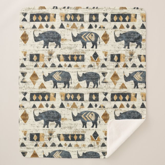 Couverture Sherpa Motif tribal Rhino Rustique (1) (Devant)