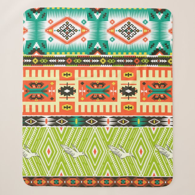 Couverture Sherpa Motif tribal transparent avec éléments géométrique (Devant)