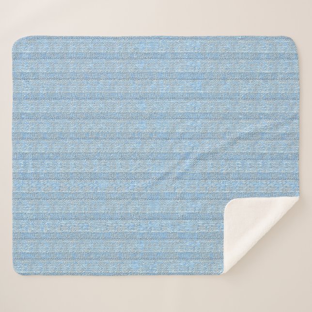 Couverture Sherpa Motif tricot rayé Jersey en bleu bébé  (Devant (Horizontal))