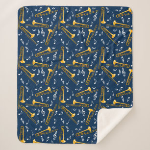Couverture Sherpa Motif Trombone Music Notes