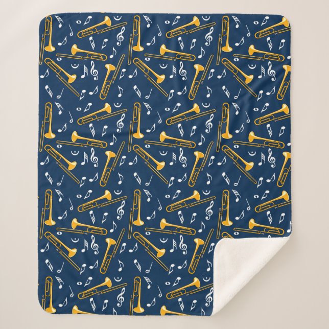 Couverture Sherpa Motif Trombone Music Notes (Devant)
