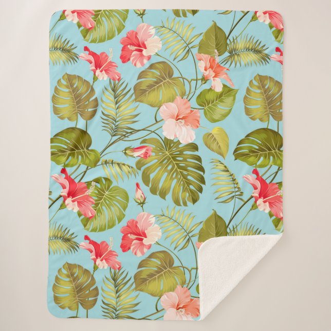 Couverture Sherpa Motif tropical (Devant)