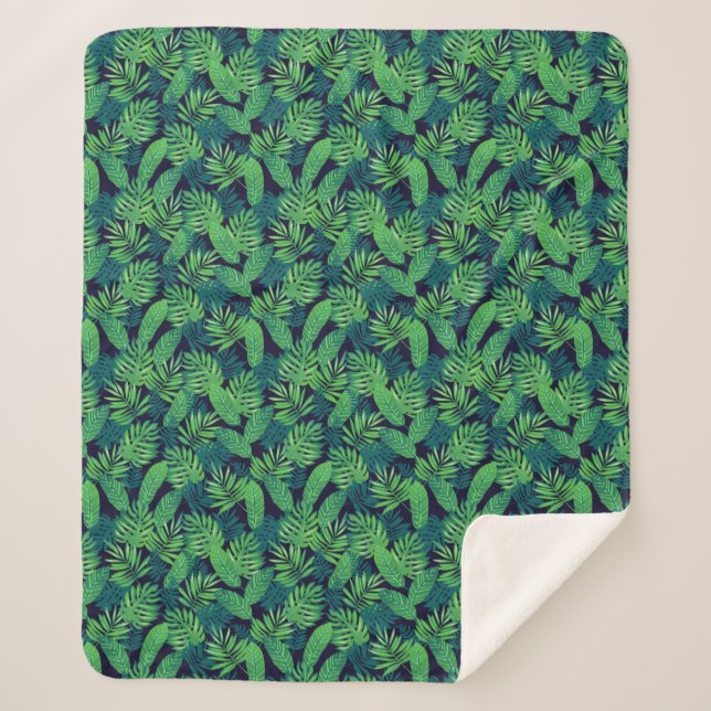 Couverture Sherpa Motif tropical de feuille (Devant)