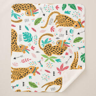 Couverture Sherpa Motif tropical des léopards tribaux chiliens