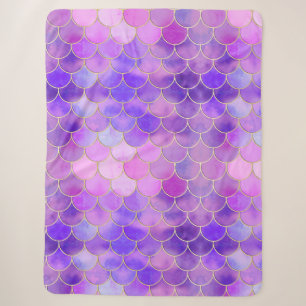 Couverture Sherpa Motif Ultra Violet & Gold Mermaid