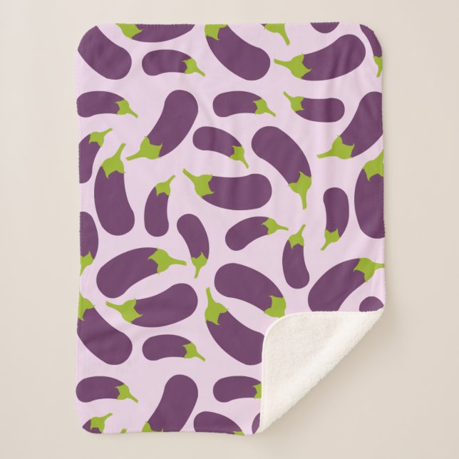 Couverture Sherpa Motif végétal d'aubergine violet végétal Conceptio (Devant)