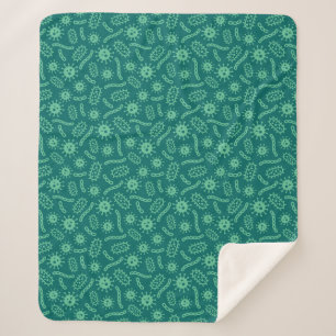 Couverture Sherpa Motif vert de microbes