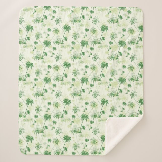 Couverture Sherpa Motif vert de palmier (Devant)