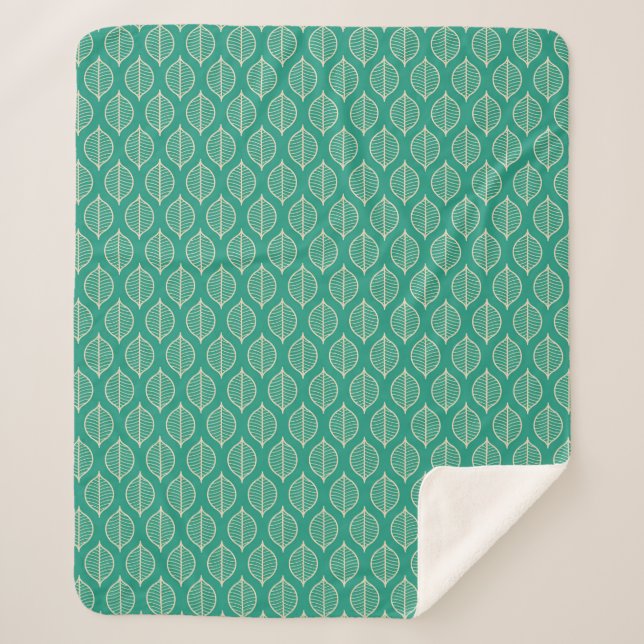 Couverture Sherpa Motif vert stylisé de feuille (Devant)