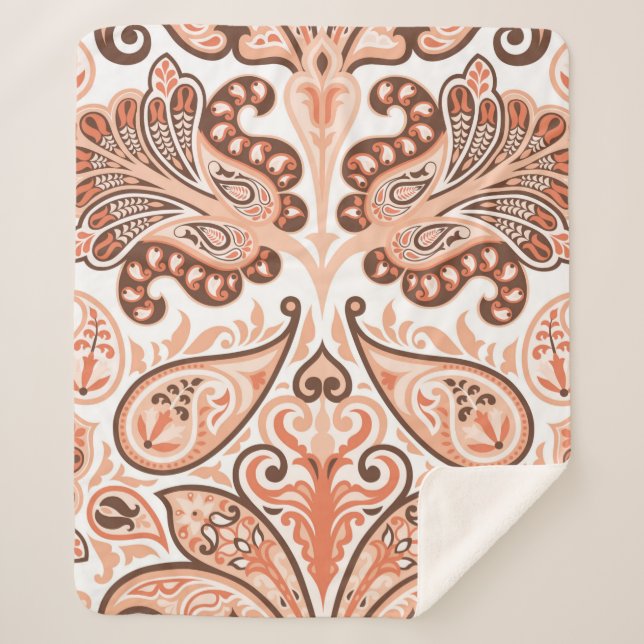 Couverture Sherpa motif vintage coloré en style cachemire (Devant)